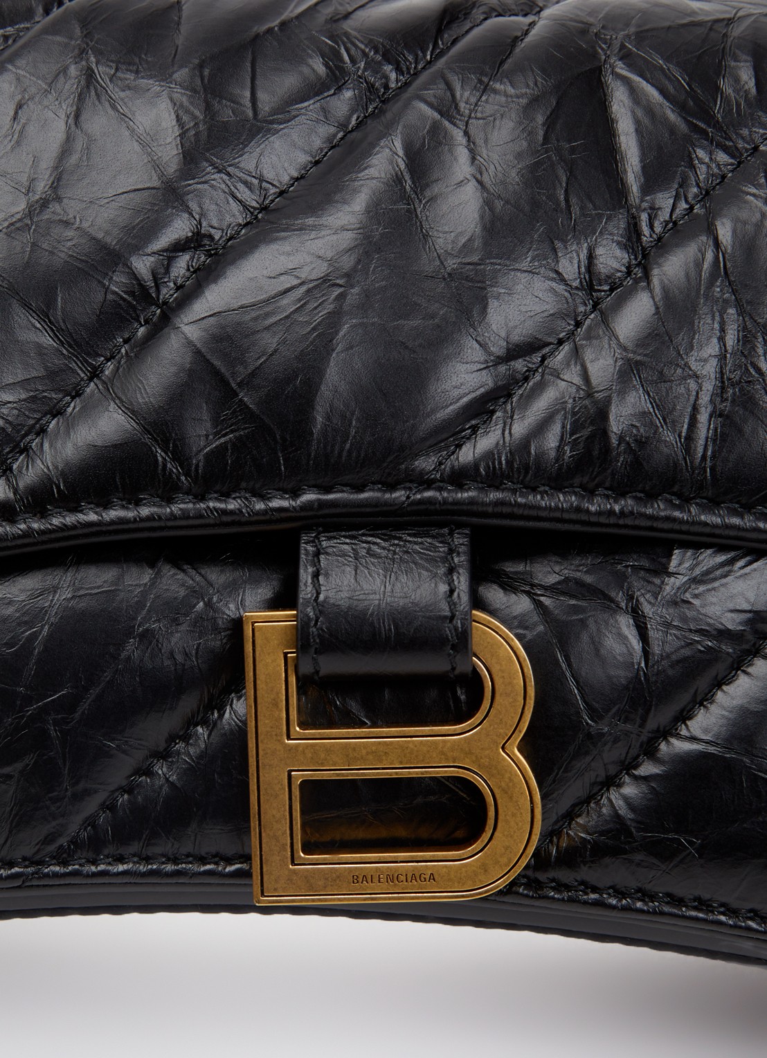Balenciaga Crush schoudertas van kalfsleer met quilt patroon - detail 4 zwart