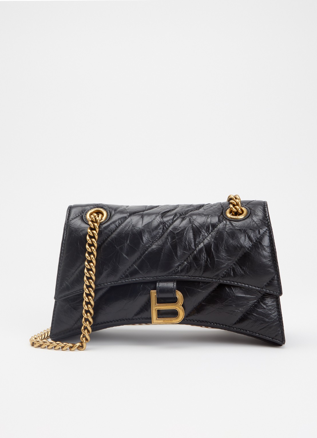 Balenciaga Crush schoudertas van kalfsleer met quilt patroon - voorkant 5 zwart