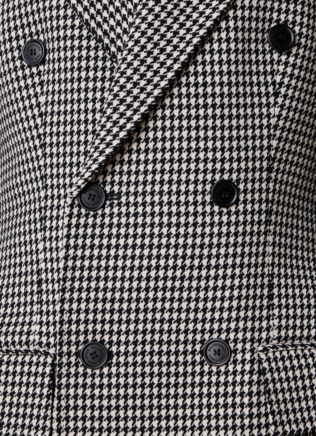 Balenciaga Double-breasted blazer van wol met pied-de-poule dessin - detail 3 zwart
