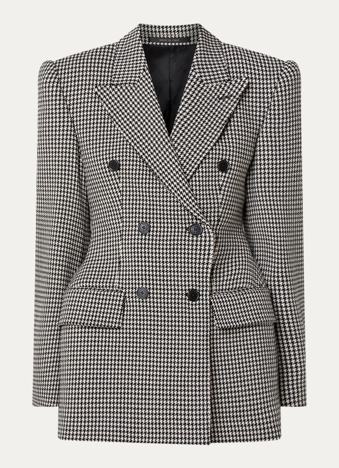 Balenciaga Double-breasted blazer van wol met pied-de-poule dessin - voorkant 4 zwart