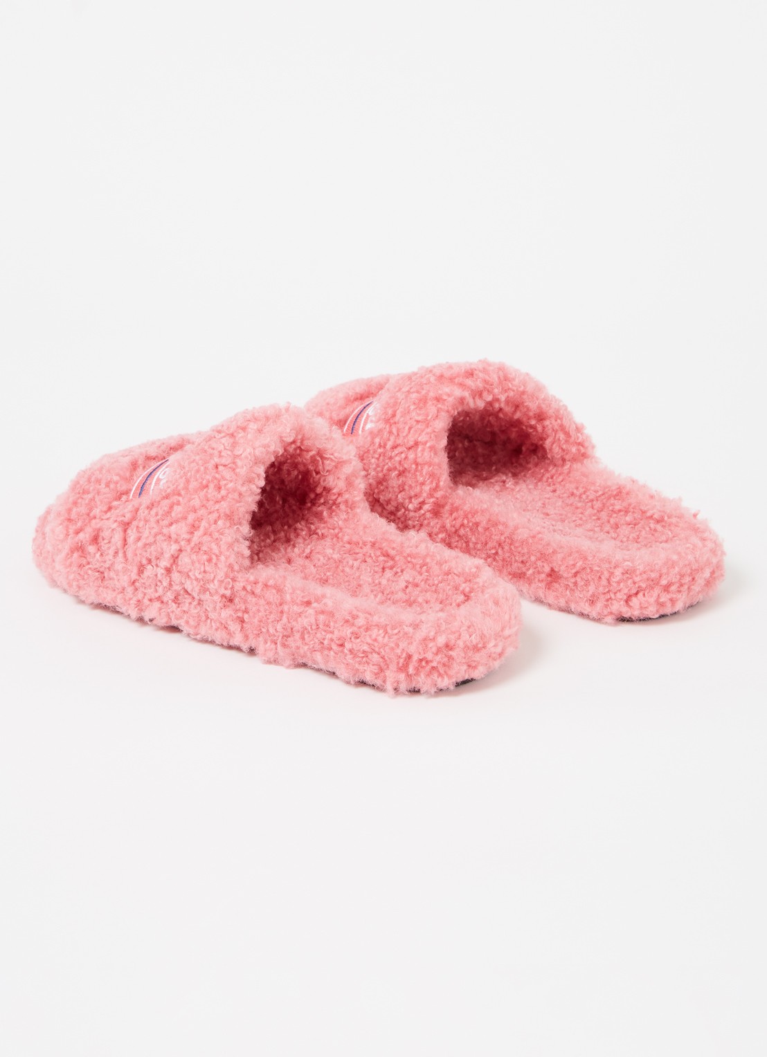 Balenciaga Furry slipper van teddy met logo - detail 4 roze