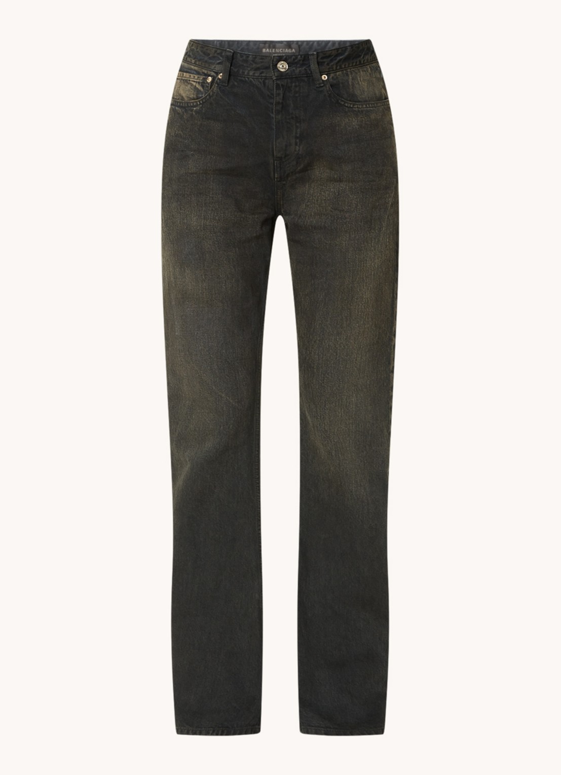 Balenciaga High waist bootcut jeans met verwassen afwerking - voorkant 5 donkerbruin