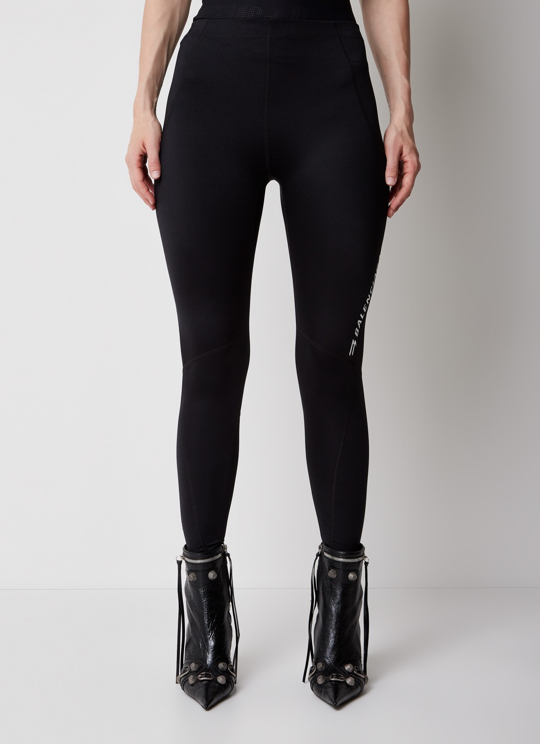 Balenciaga High waist skinny fit legging met logoprint - detail 3 zwart
