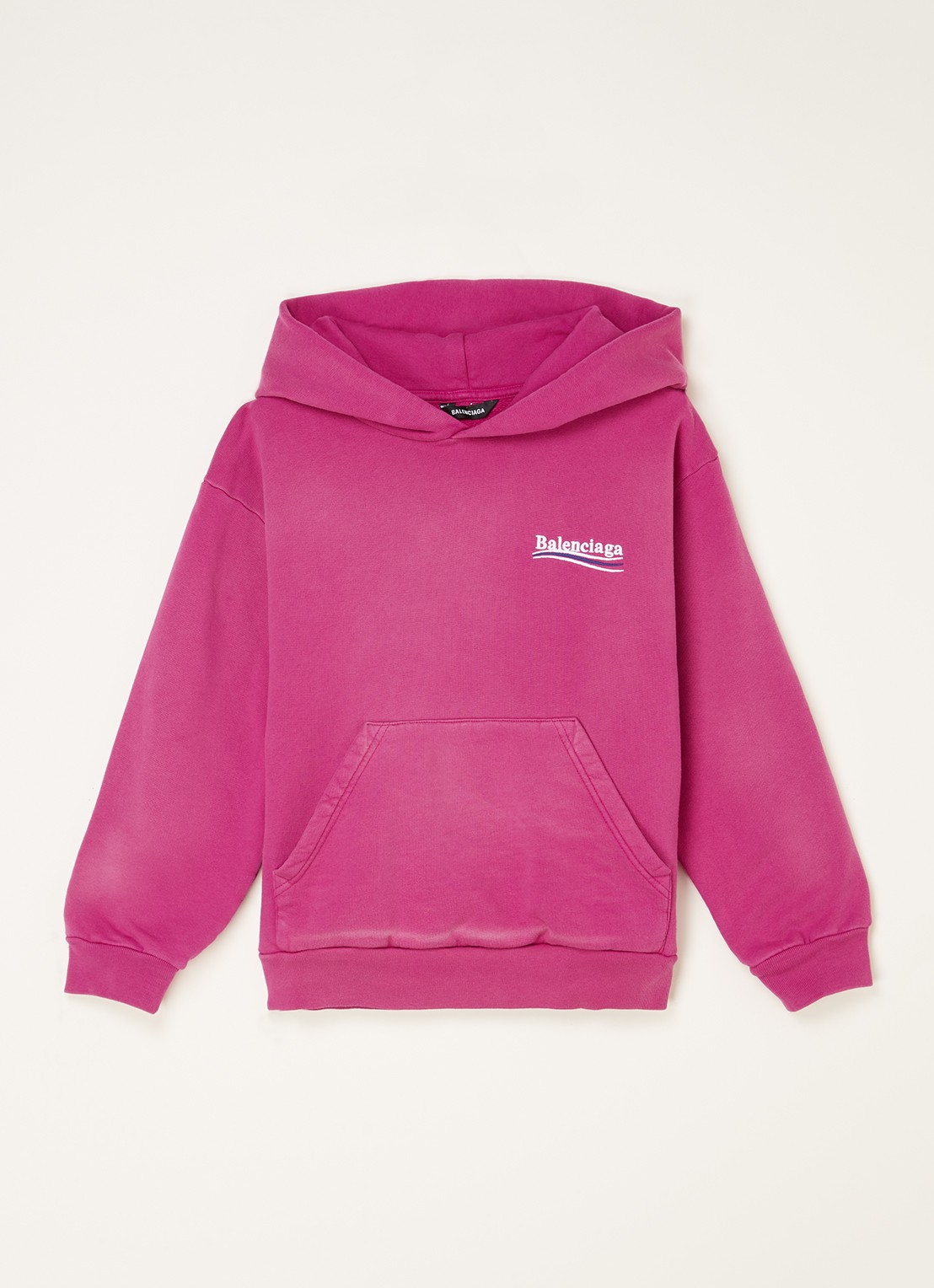 Balenciaga Hoodie met logo- en backprint - voorkant fuchsia