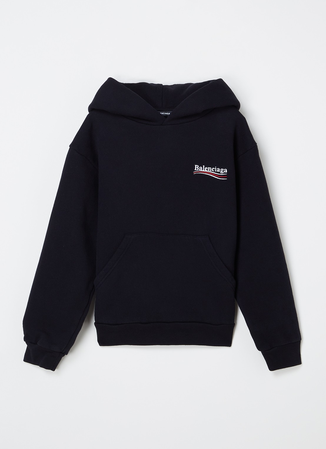 Balenciaga Hoodie met logo- en backprint - voorkant zwart