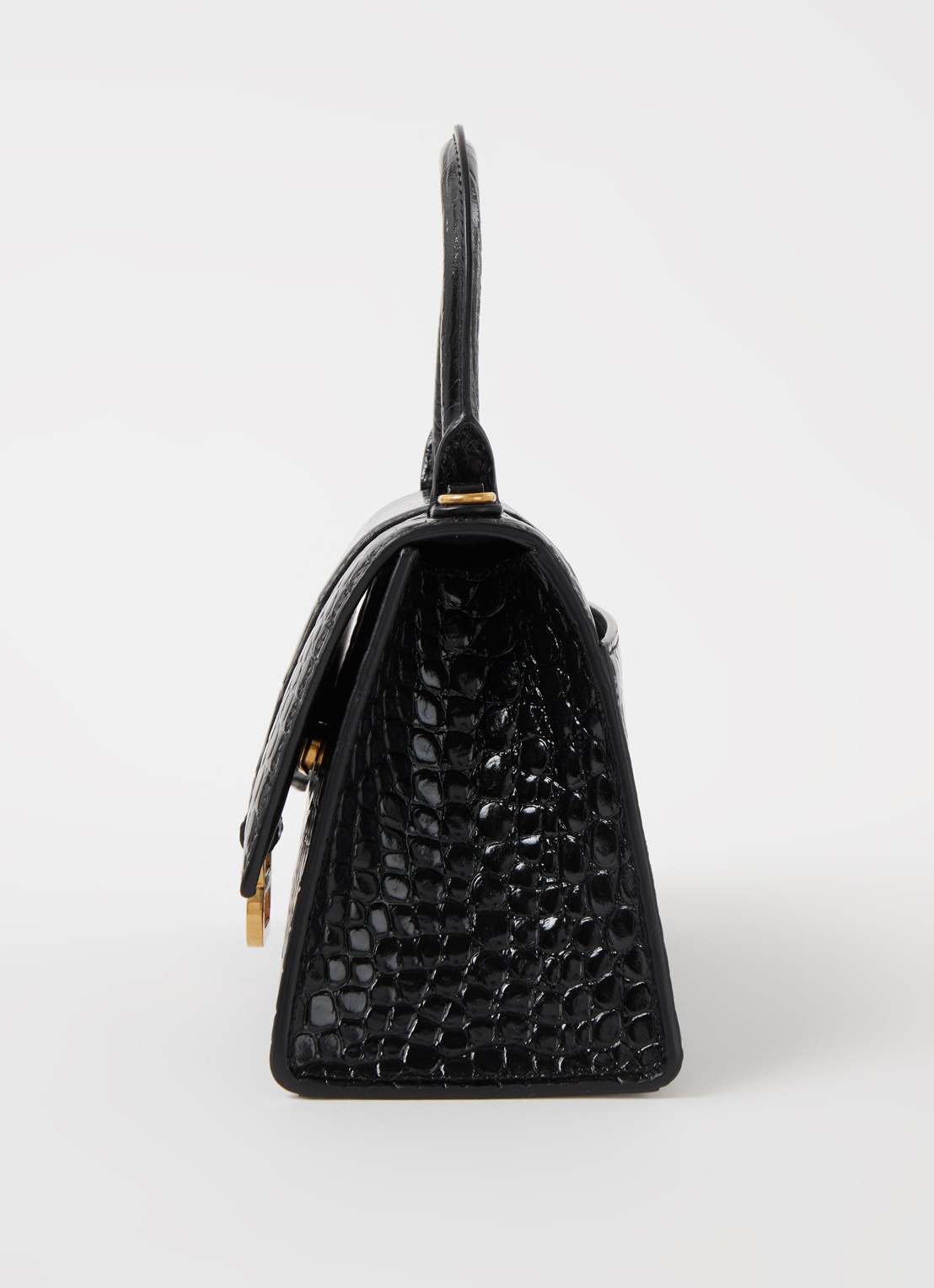 Balenciaga Hourglass S handtas van kalfsleer met crocostructuur - detail 5 zwart
