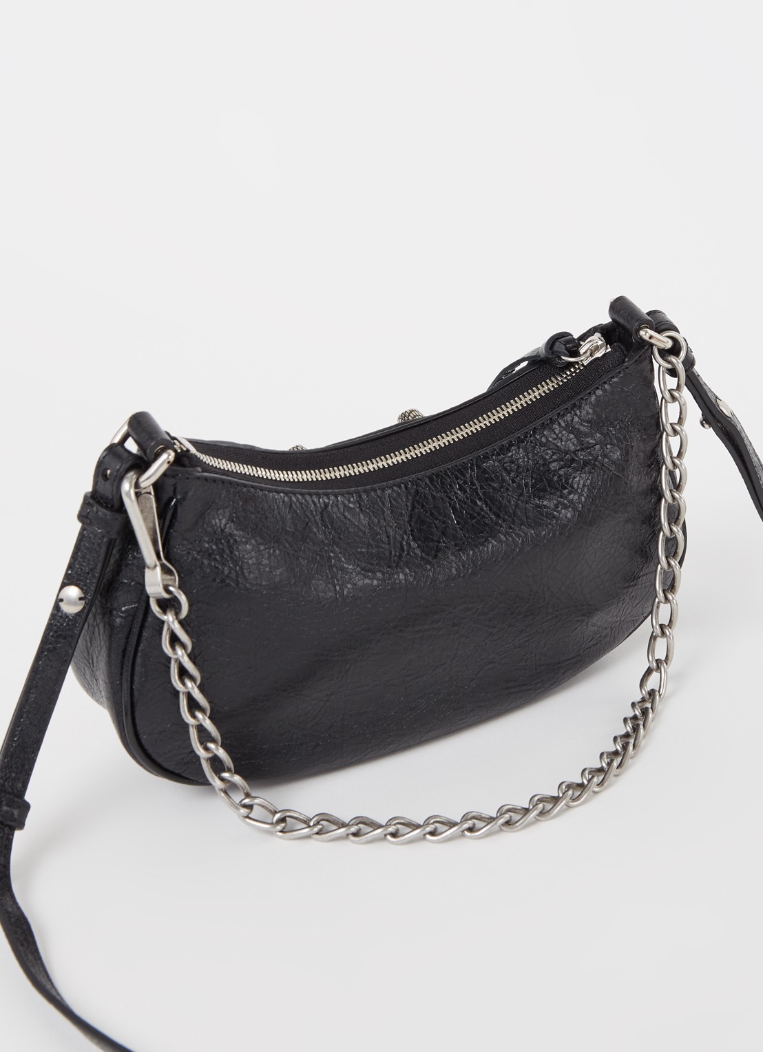 Balenciaga Le Cagole Mini schoudertas van lamsleer met studs - achterkant 4 zwart