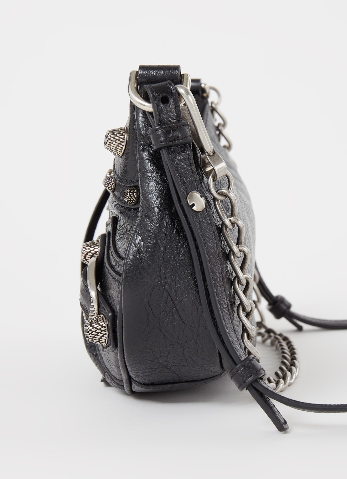 Balenciaga Le Cagole Mini schoudertas van lamsleer met studs - detail 2 zwart
