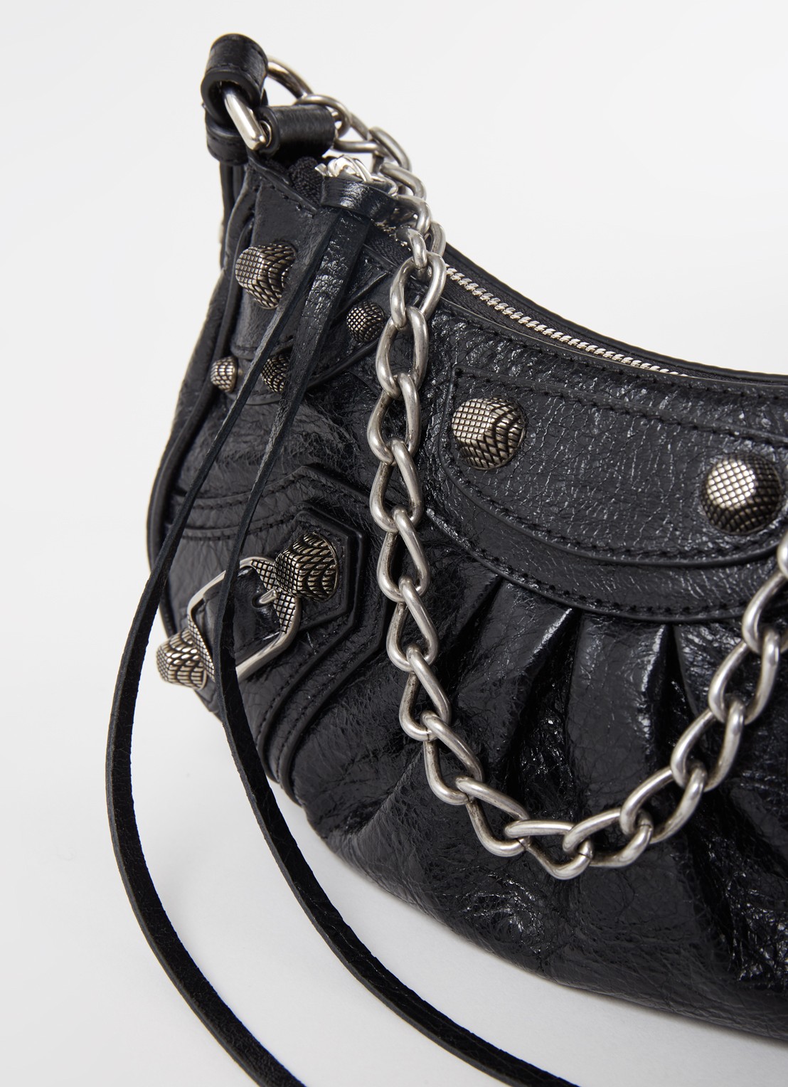 Balenciaga Le Cagole Mini schoudertas van lamsleer met studs - detail 3 zwart