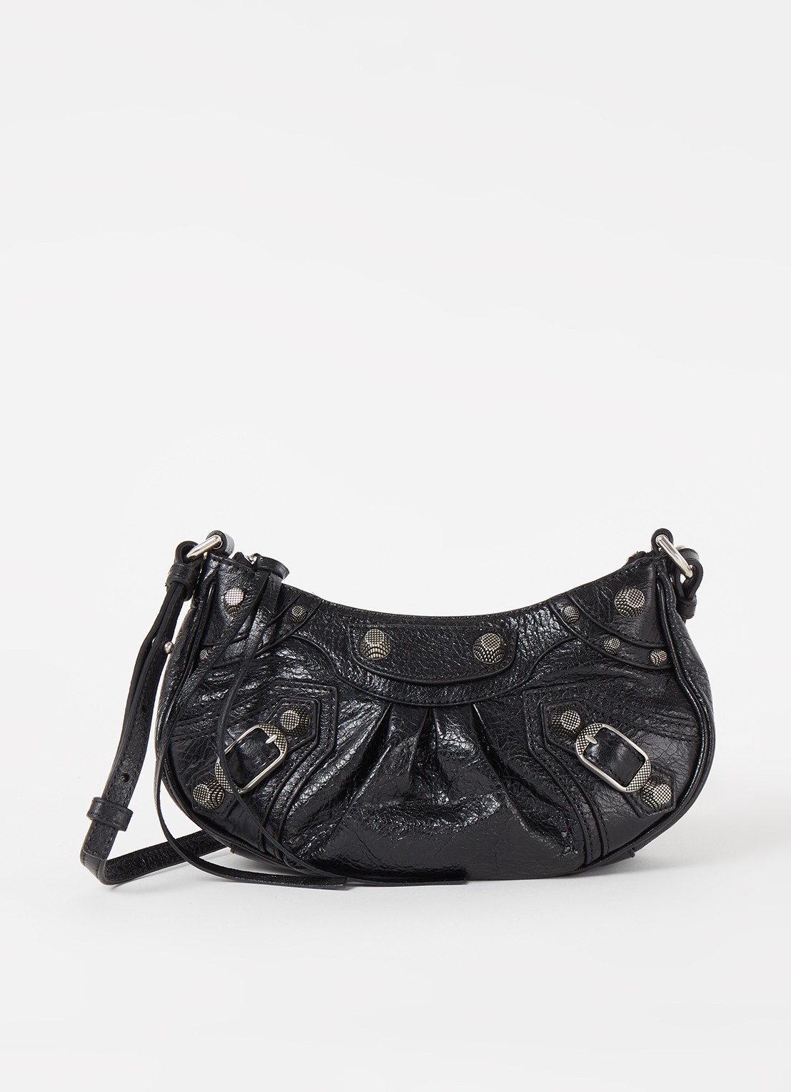 Balenciaga Le Cagole Mini schoudertas van lamsleer met studs - voorkant 5 zwart