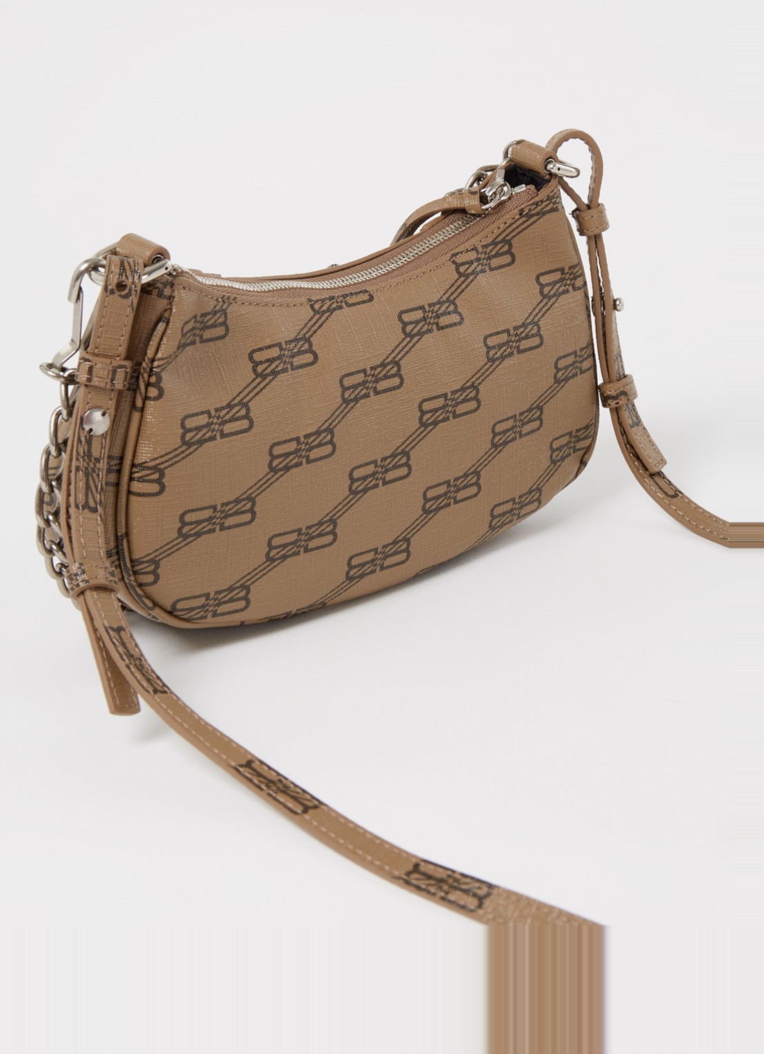 Balenciaga Le Cagole Mini schoudertas van lamsleer met studs - achterkant 7 lichtbruin