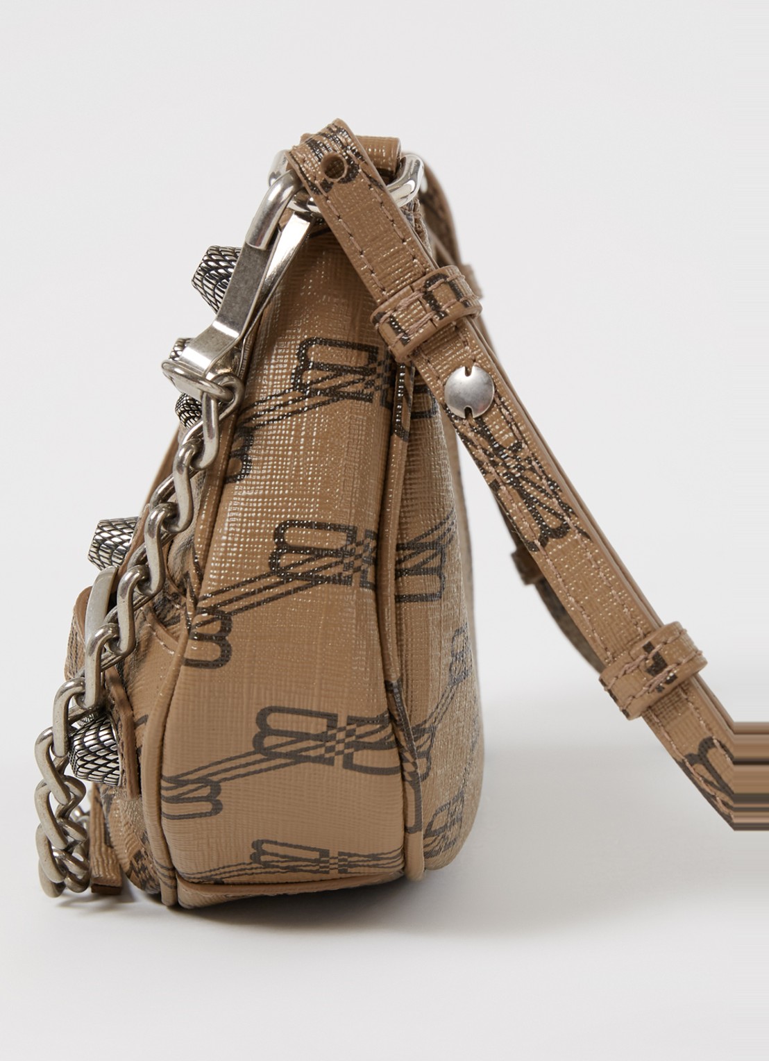 Balenciaga Le Cagole Mini schoudertas van lamsleer met studs - detail 2 lichtbruin