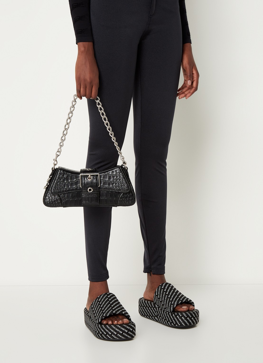 Balenciaga Lindsay schoudertas van kalfsleer - voorkant 5 zwart