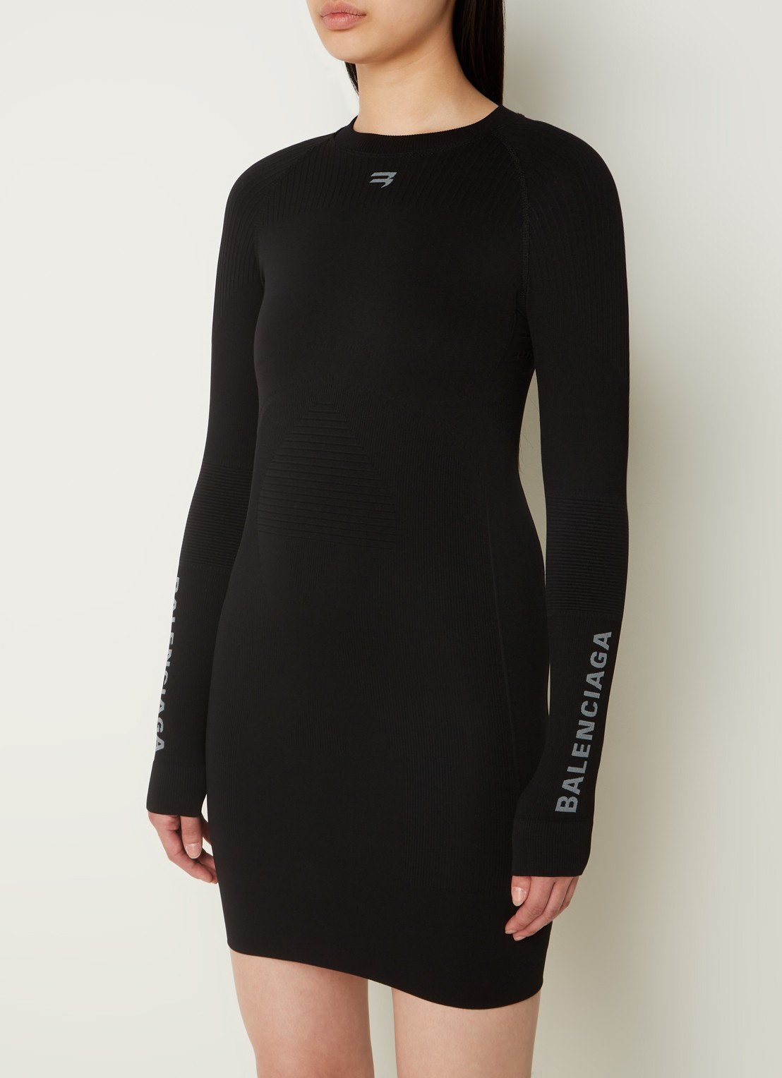 Balenciaga Mini jurk met structuur en logo - detail 2 zwart