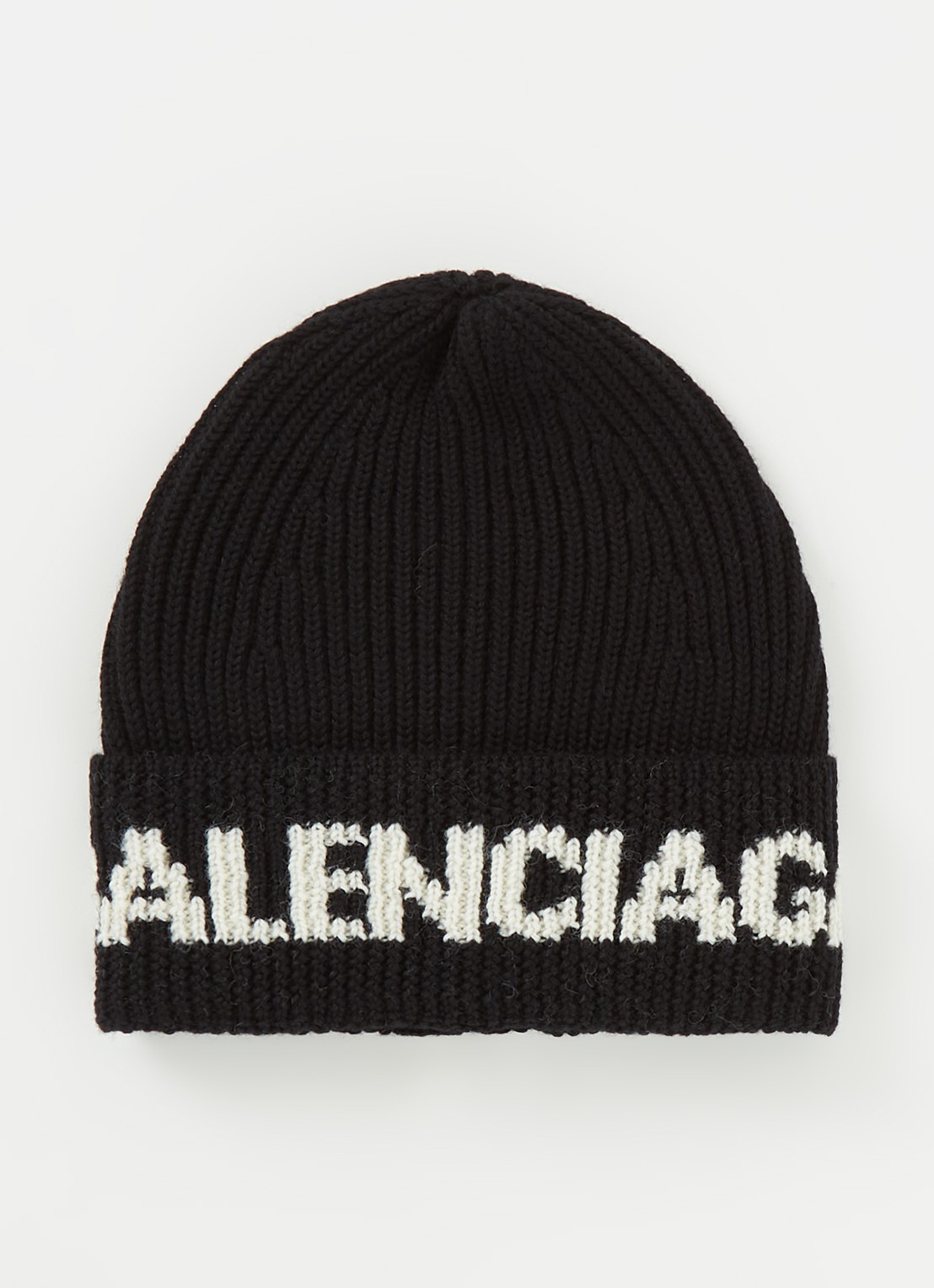 Balenciaga Muts in wolblend met logo - voorkant zwart