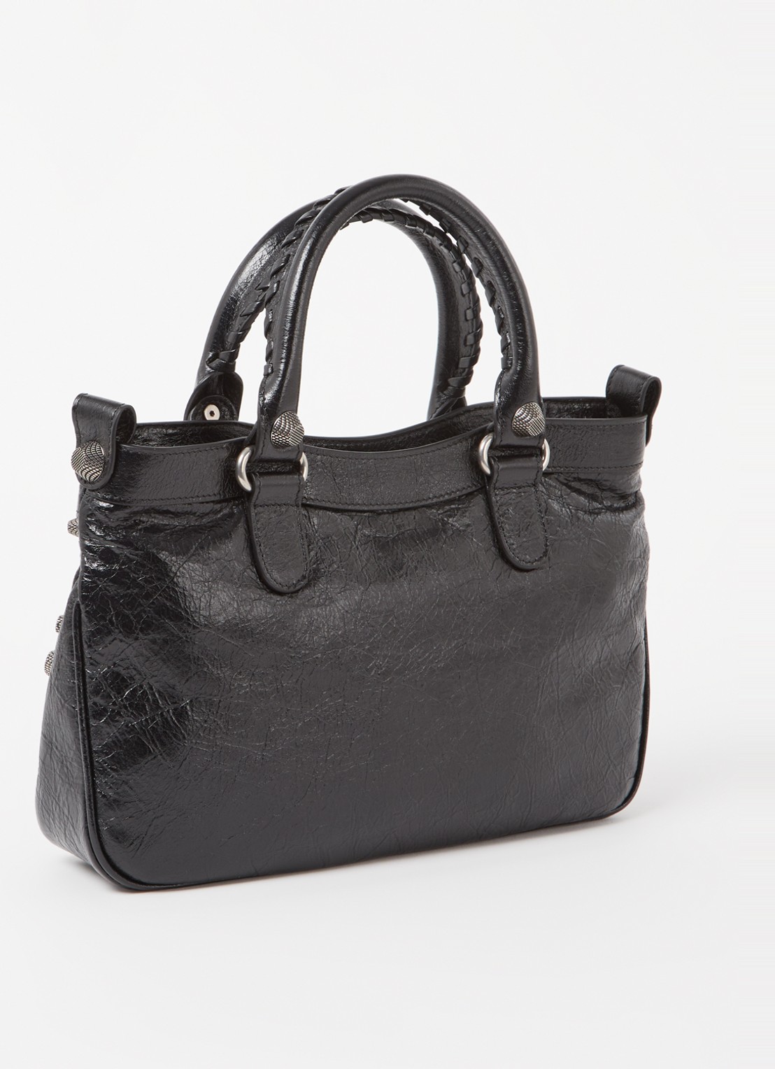 Balenciaga Neo Cagole M handtas van lamsleer met studs - achterkant 6 zwart
