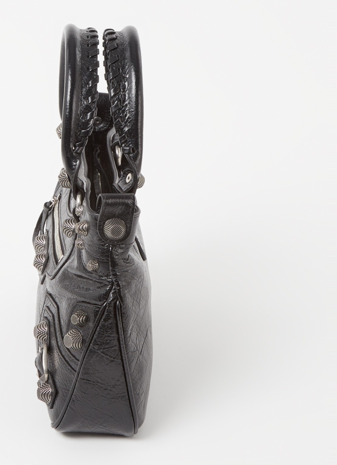 Balenciaga Neo Cagole M handtas van lamsleer met studs - detail 4 zwart