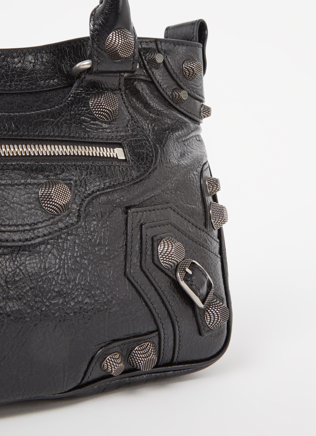 Balenciaga Neo Cagole M handtas van lamsleer met studs - detail 5 zwart