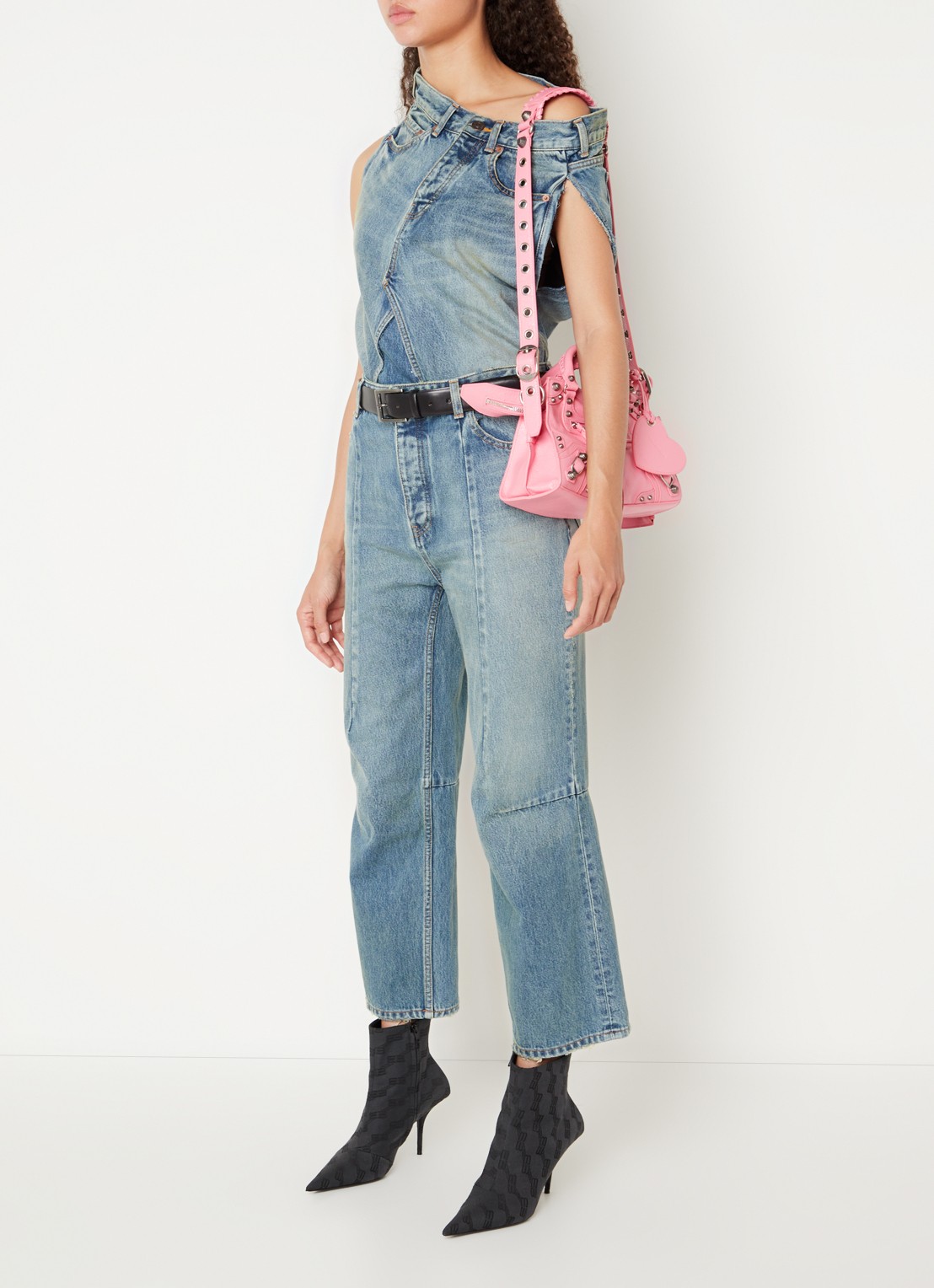Balenciaga Neo Cagole XS handtas van lamsleer met studs - voorkant 3 roze