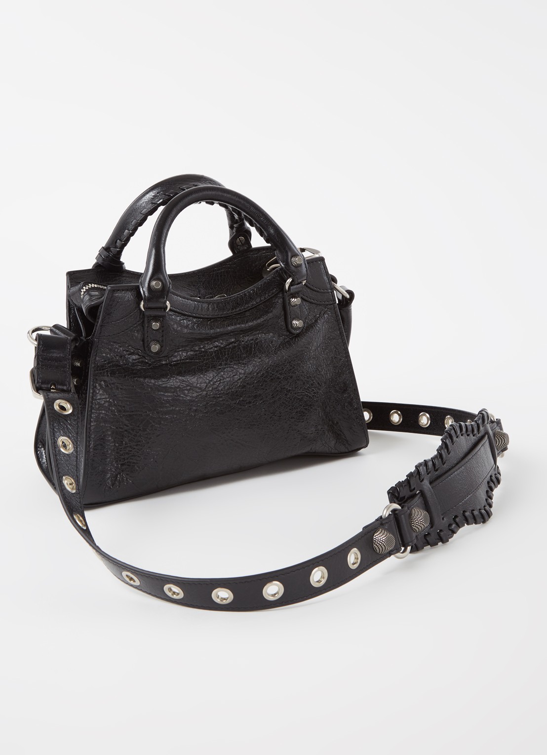 Balenciaga Neo Cagole XS handtas van lamsleer met studs - achterkant 7 zwart