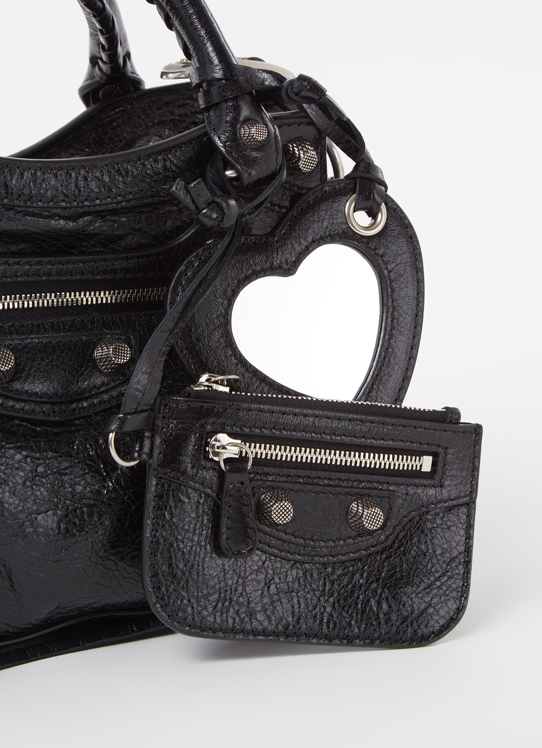 Balenciaga Neo Cagole XS handtas van lamsleer met studs - detail 3 zwart