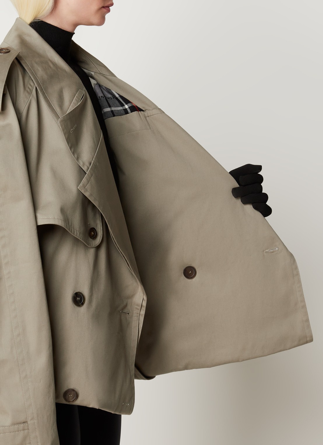 Balenciaga Oversized double-breasted trenchcoat met ceintuur - detail 2 khaki