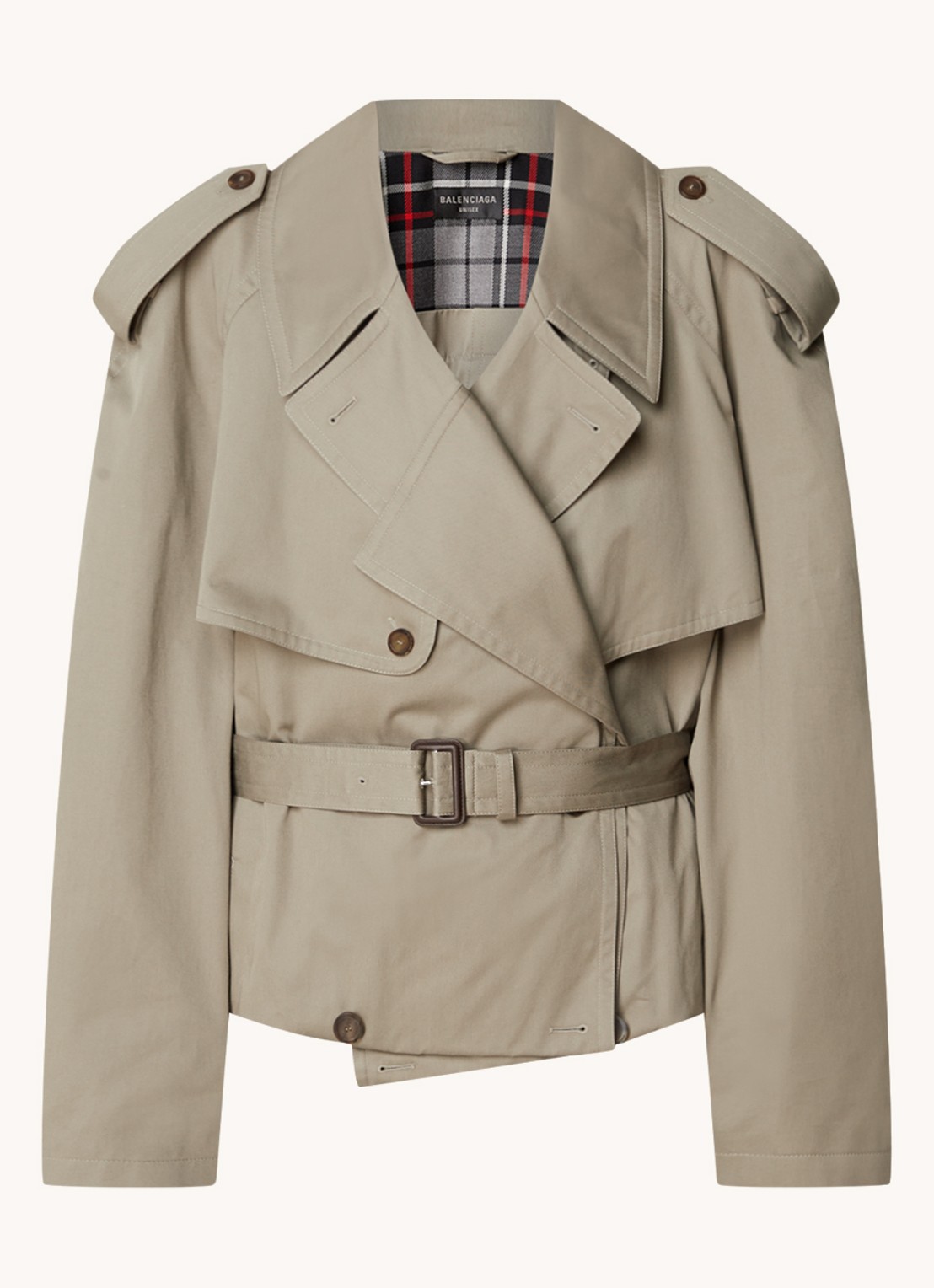 Balenciaga Oversized double-breasted trenchcoat met ceintuur - voorkant 4 khaki