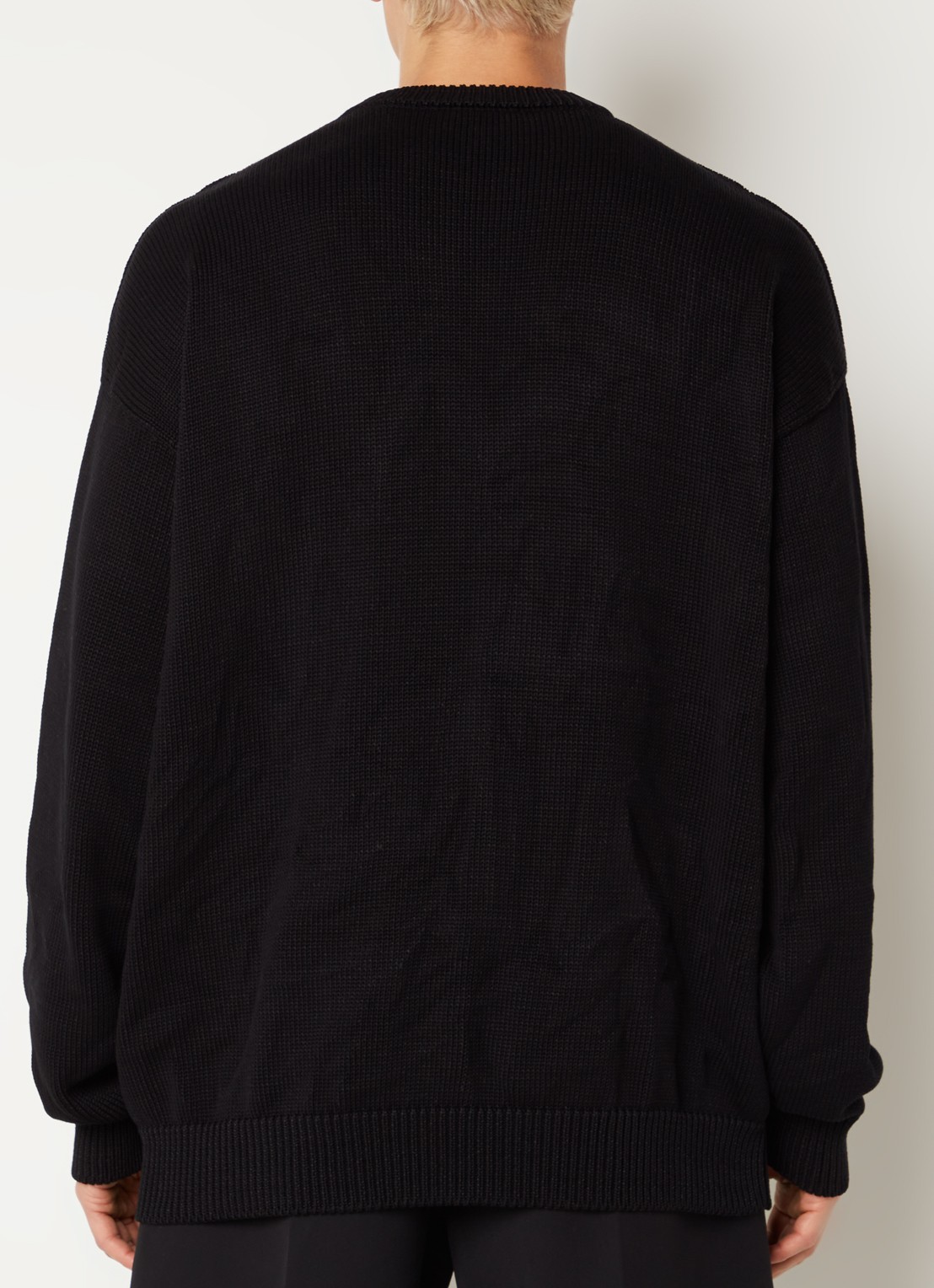 Balenciaga Oversized fijngebreide trui met logoborduring - achterkant zwart