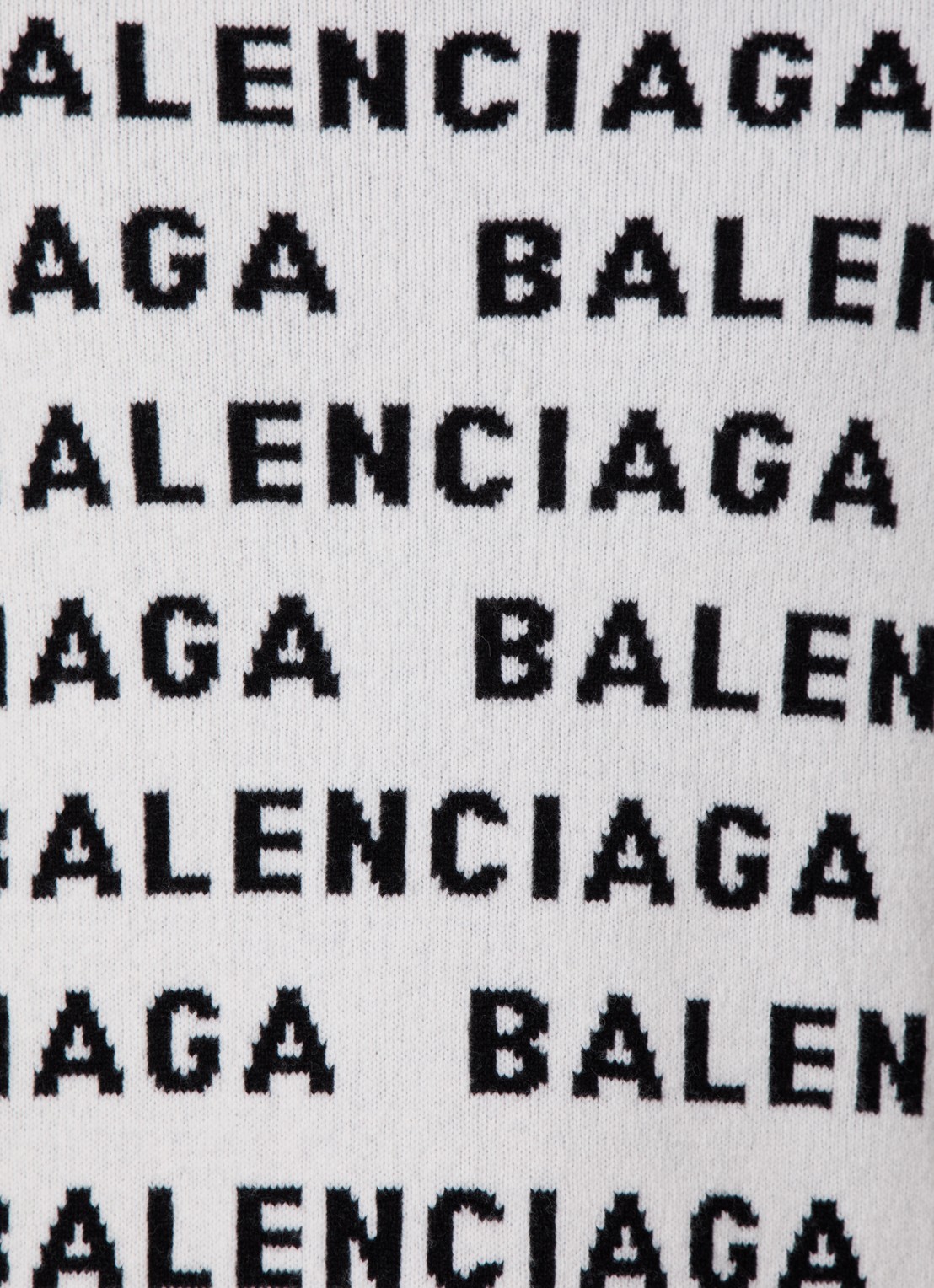 Balenciaga Oversized fijngebreide trui van wol met logoprint - detail 4 gebroken wit