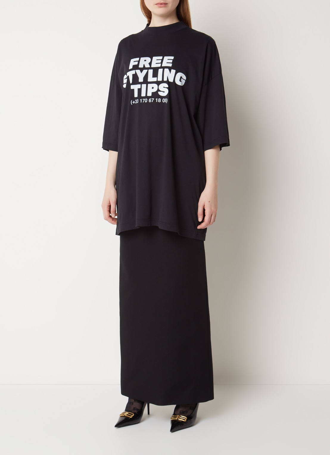 Balenciaga Oversized T-shirt met print  - voorkant 5 gebroken wit