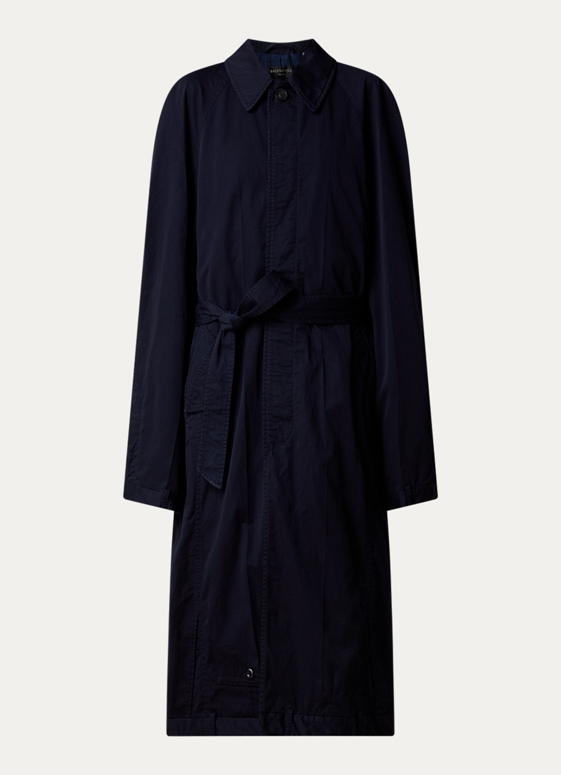 Balenciaga Oversized trenchcoat met steekzakken en ceintuur - voorkant 2 donkerblauw