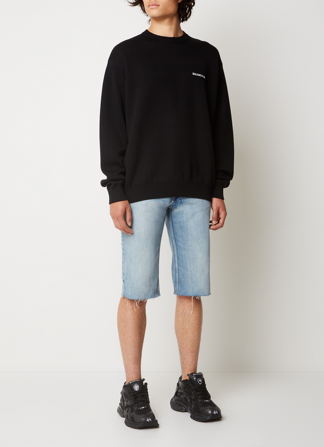 Balenciaga Political Campaign fijngebreide trui met logoborduring - voorkant 3 zwart