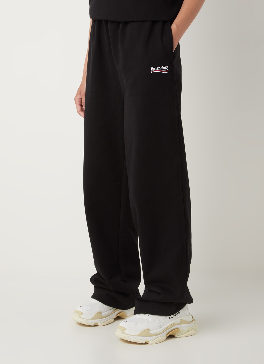 Balenciaga Political Campaign high waist wide fit joggingbroek met steekzakken - detail zwart