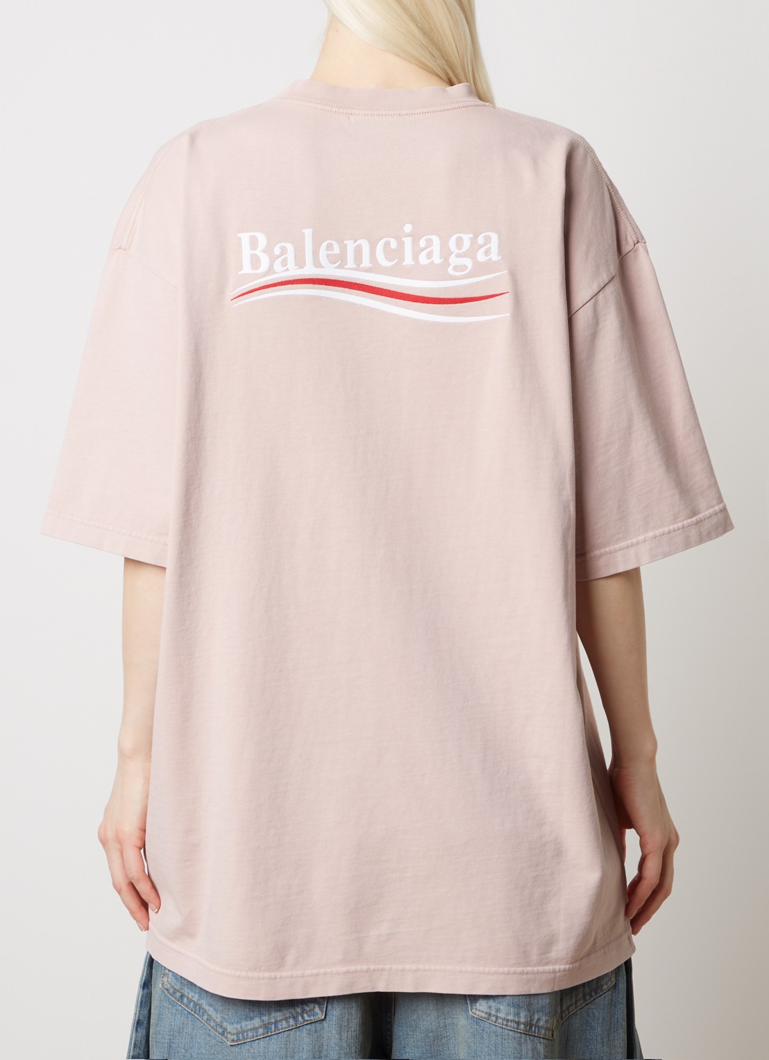 Balenciaga Political Campaign T-shirt met logo- en backprint - detail 2 roze