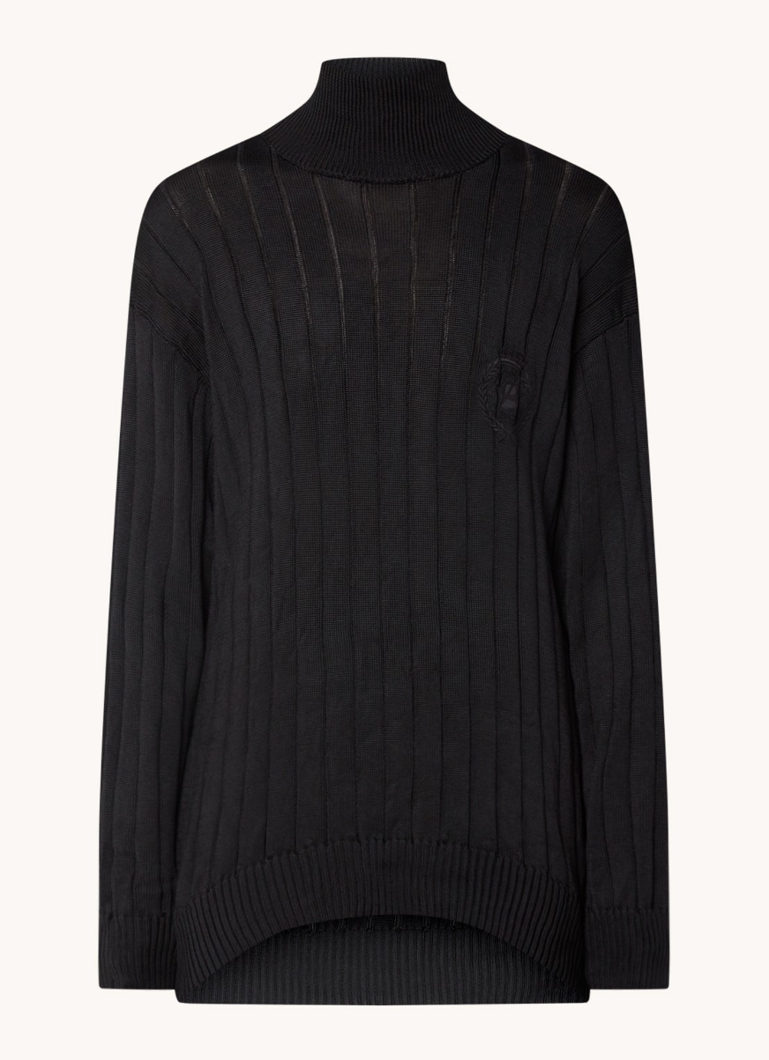 Balenciaga Ribgebreide coltrui van zijde met logoborduring  - voorkant 2 zwart