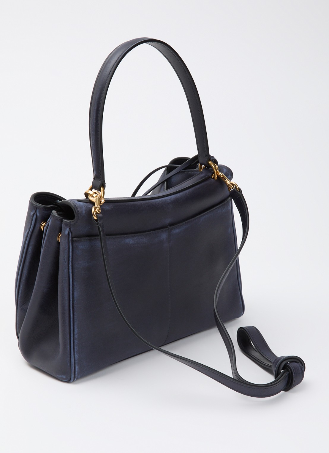 Balenciaga Rodeo Small handtas van kalfsleer met afneembare schouderriem - achterkant donkerblauw