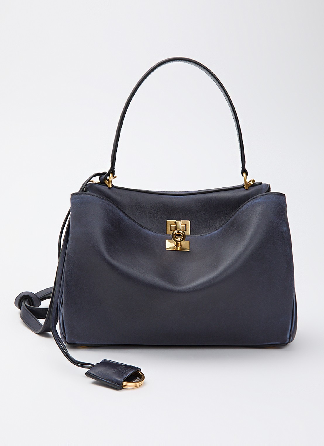 Balenciaga Rodeo Small handtas van kalfsleer met afneembare schouderriem - voorkant 6 donkerblauw