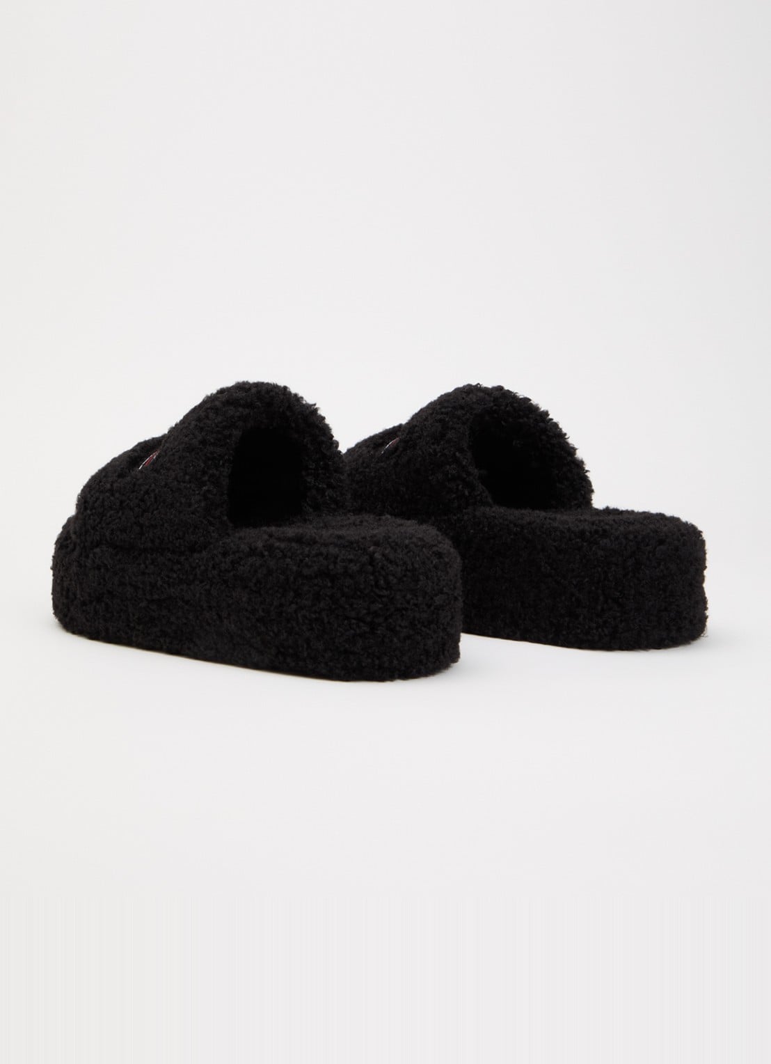Balenciaga Slipper van teddy met logoborduring - achterkant 6 zwart