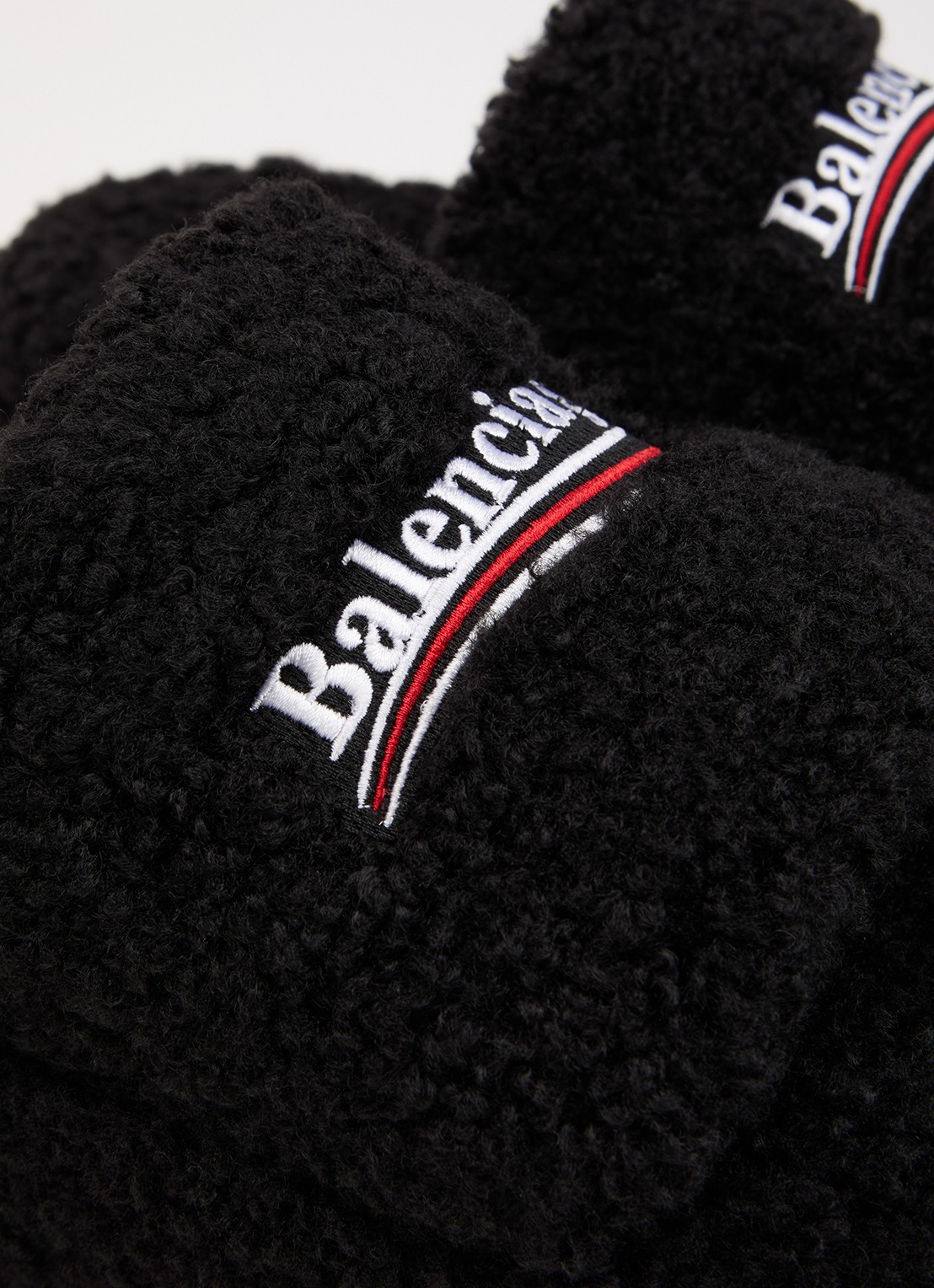 Balenciaga Slipper van teddy met logoborduring - detail 5 zwart