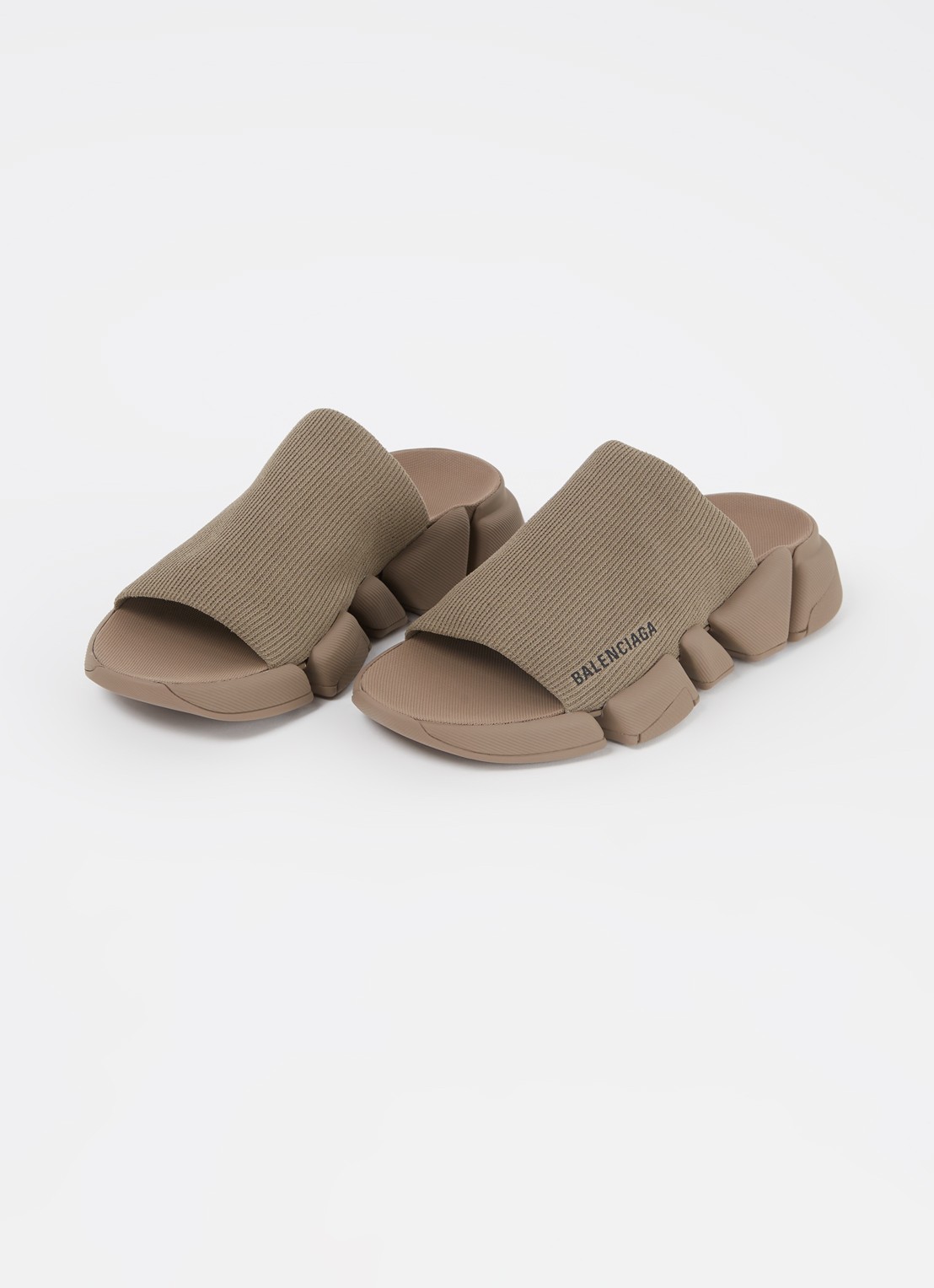 Balenciaga Speed 2.0 slipper met gebreid bovenwerk - detail khaki