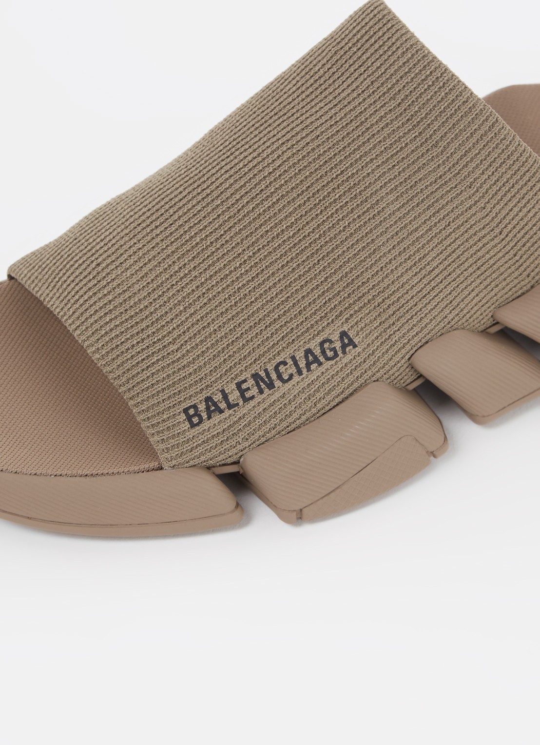 Balenciaga Speed 2.0 slipper met gebreid bovenwerk - detail 4 khaki