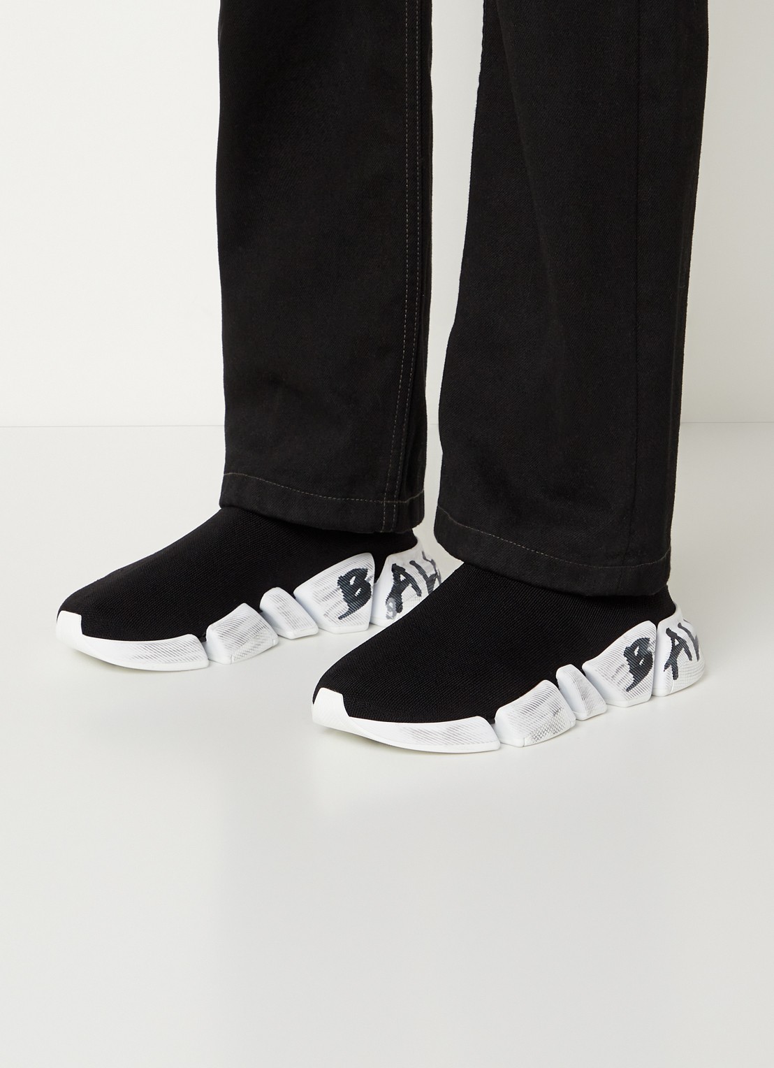 Balenciaga Speed 2.0 Trainer met gebreid bovenwerk - voorkant 8 zwart