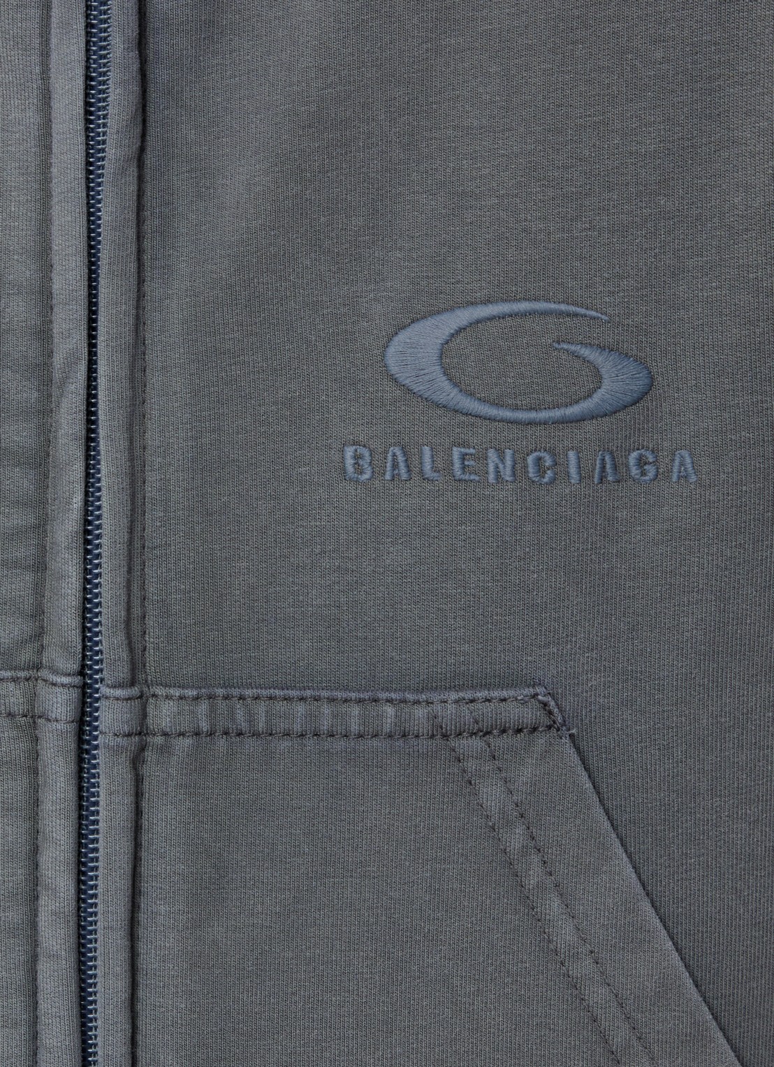 Balenciaga Sweatvest met steekzakken en logoborduring - detail 3 middengrijs