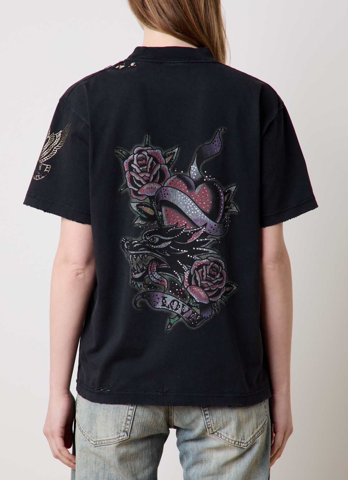 Balenciaga T-shirt met logo- en backprint - achterkant 5 zwart