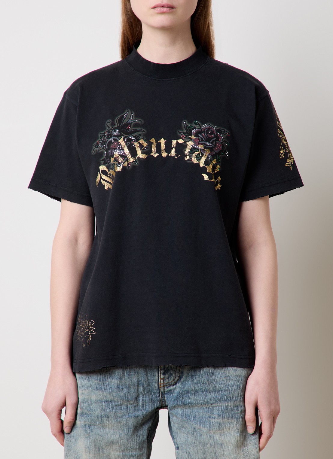 Balenciaga T-shirt met logo- en backprint - detail 3 zwart