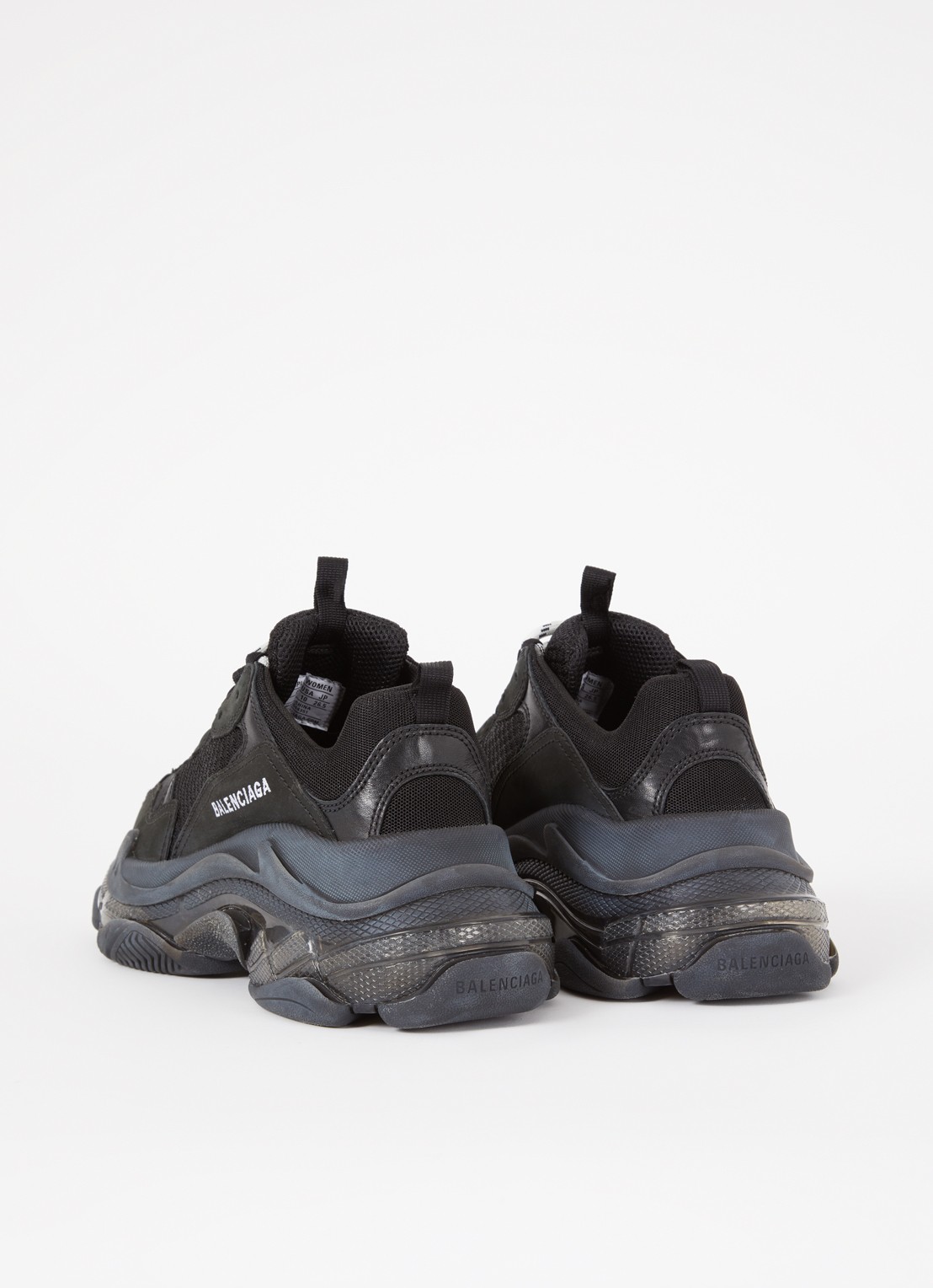 Balenciaga Triple S Clear sneaker met mesh details - achterkant zwart