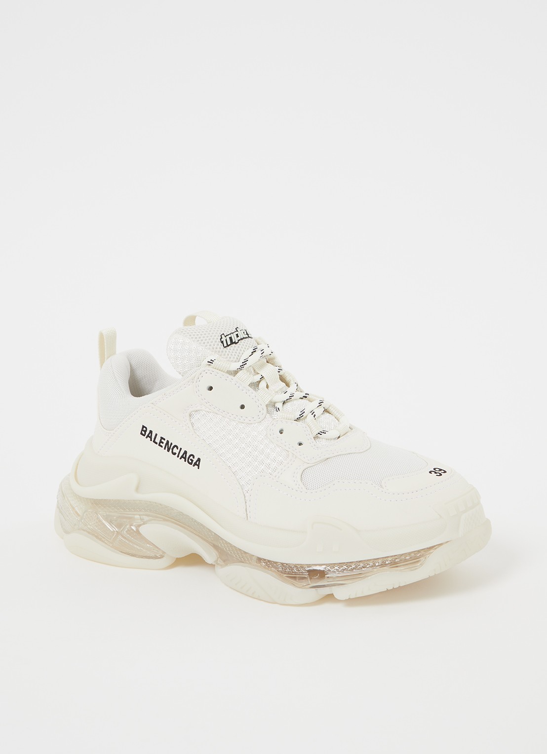 Balenciaga Triple S sneaker met mesh details - voorkant creme