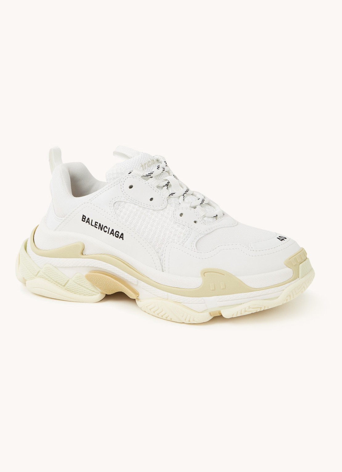 Balenciaga Triple S sneaker met mesh details - voorkant wit