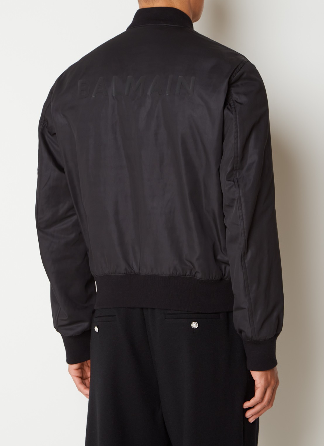 Balmain Bomberjack met logo- en backprint - achterkant 6 zwart
