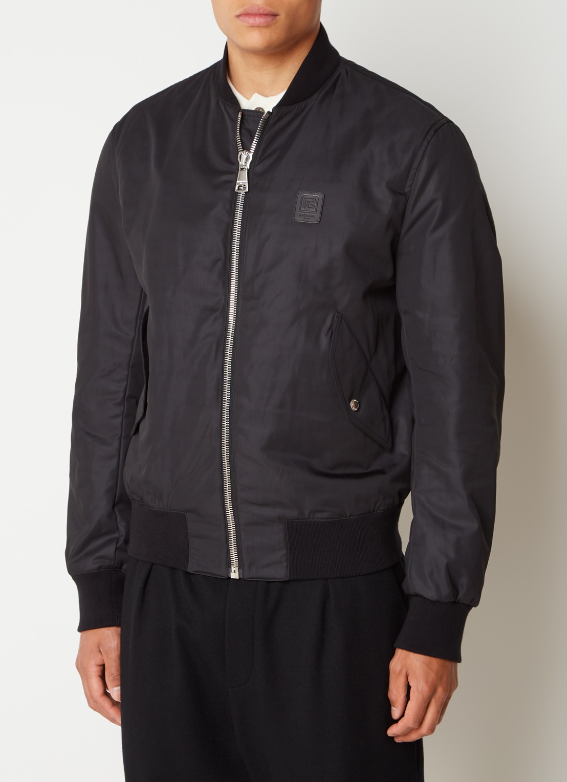 Balmain Bomberjack met logo- en backprint - detail 3 zwart